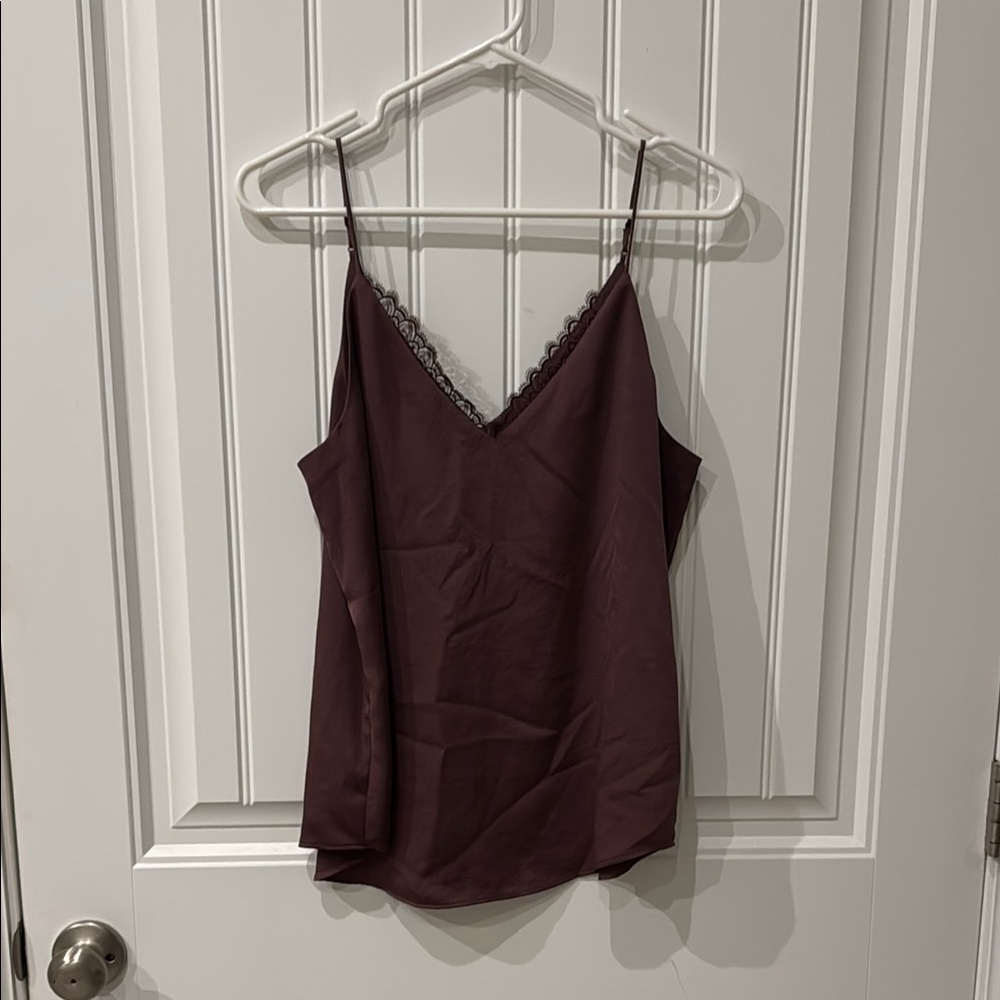 Women's Burgundy Lace Trim Cami Top